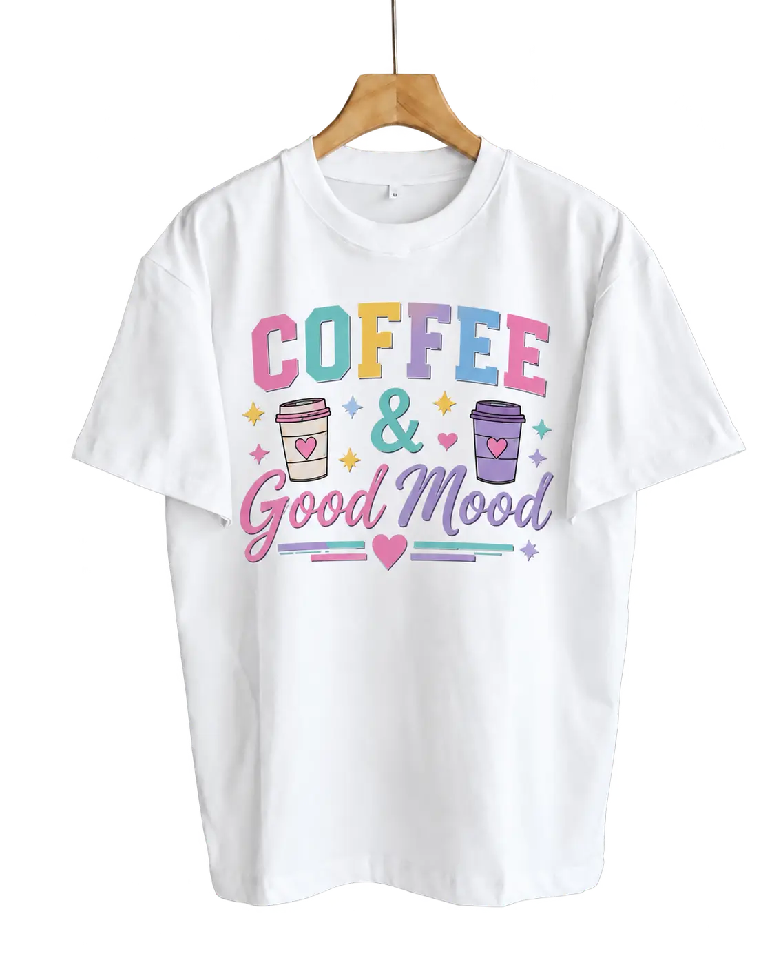 Camiseta Coffee & Good Mood color blanco